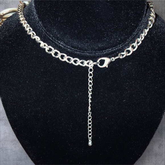 Multi-Color Statement Necklace Blue Green Black - Picture 3 of 3